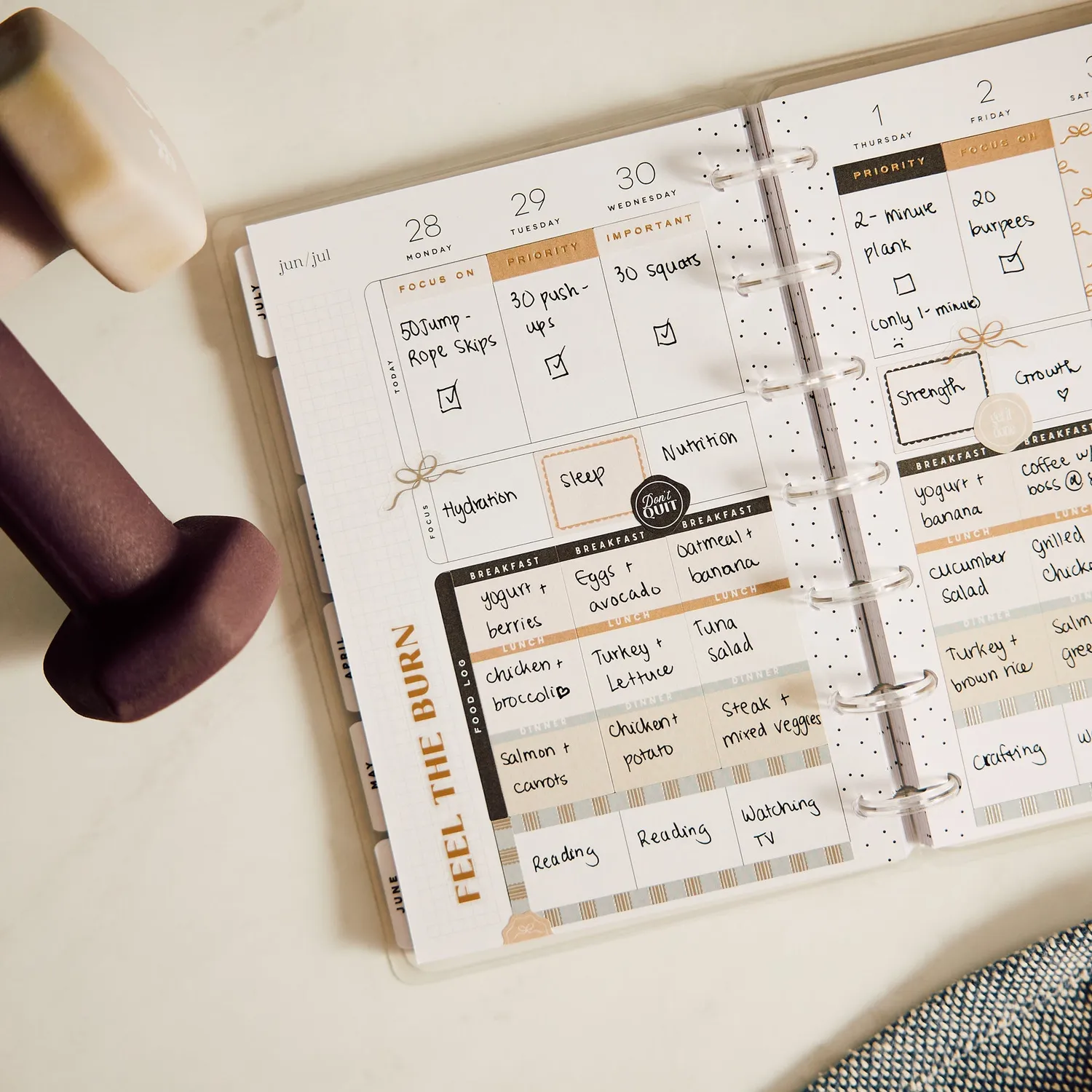 Happy Planner Haven & Heart 2027 Mini Fitness agenda 12 mois neutre