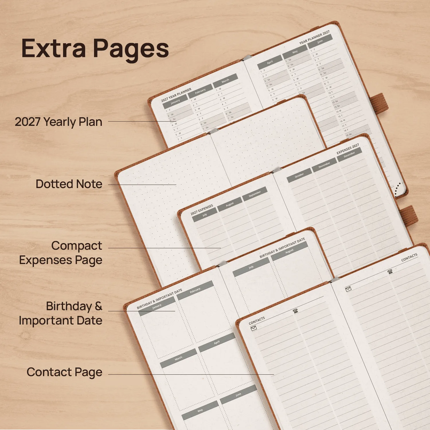 Poprun CERTP7-27 agenda poche recyclé noir gris 2027