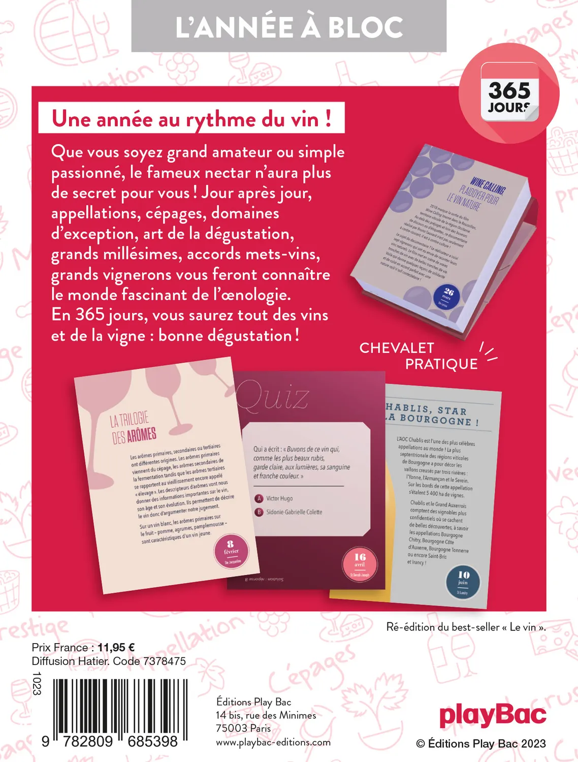 Frigobloc Amateur de vin 365 jours calendrier à bloc