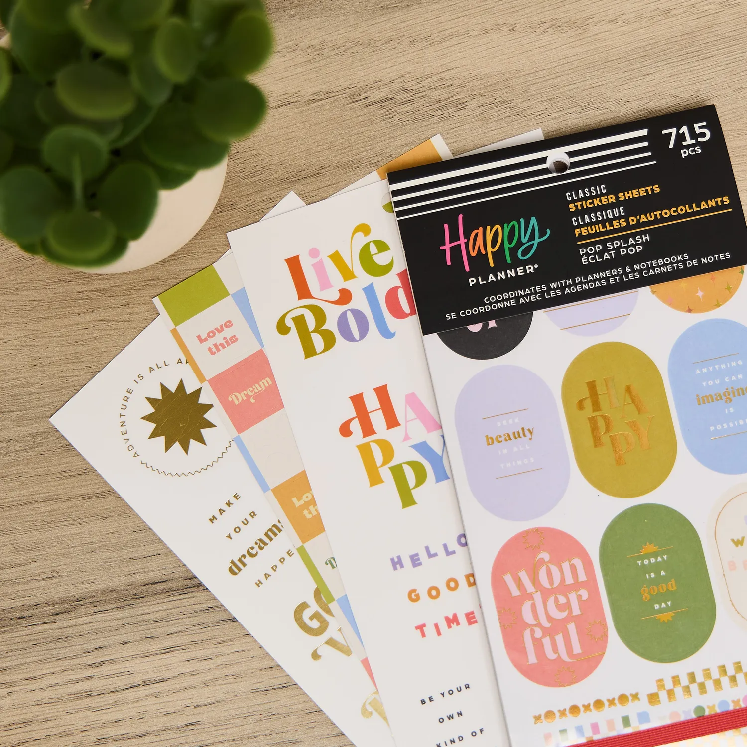 Happy Planner Pop Splash stickers Classic 715 pièces colorés