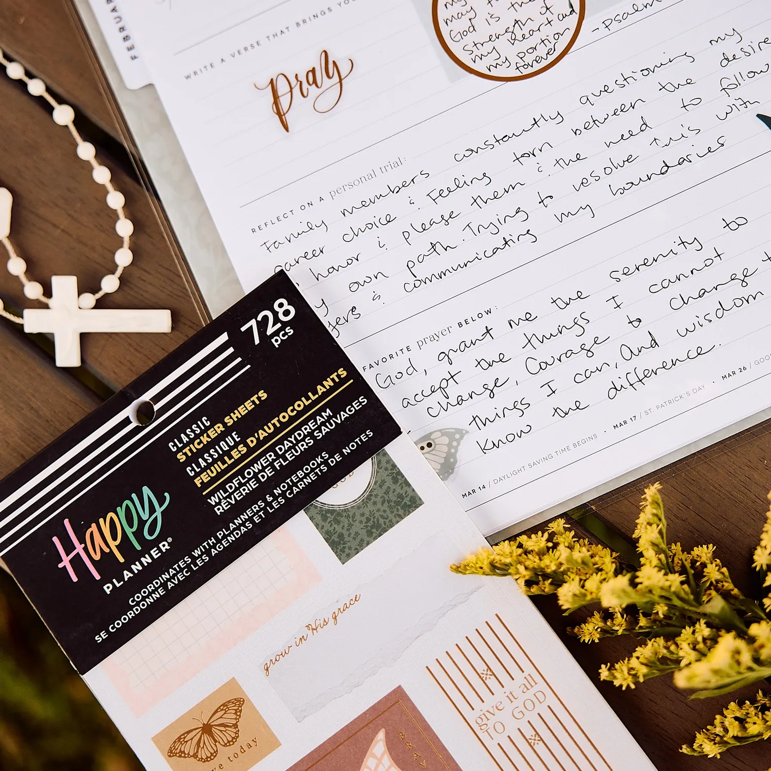 Happy Planner Wildflower Faith stickers 30 planches floral