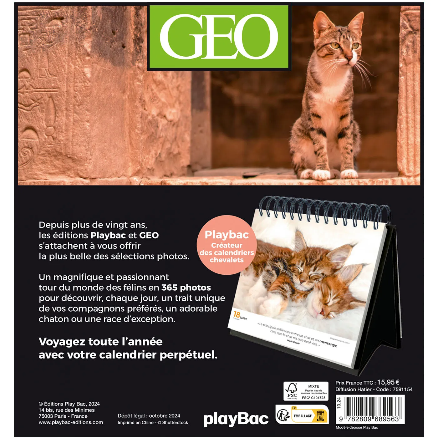 Géo 365 Jours Adorables calendrier chevalet chats et chatons