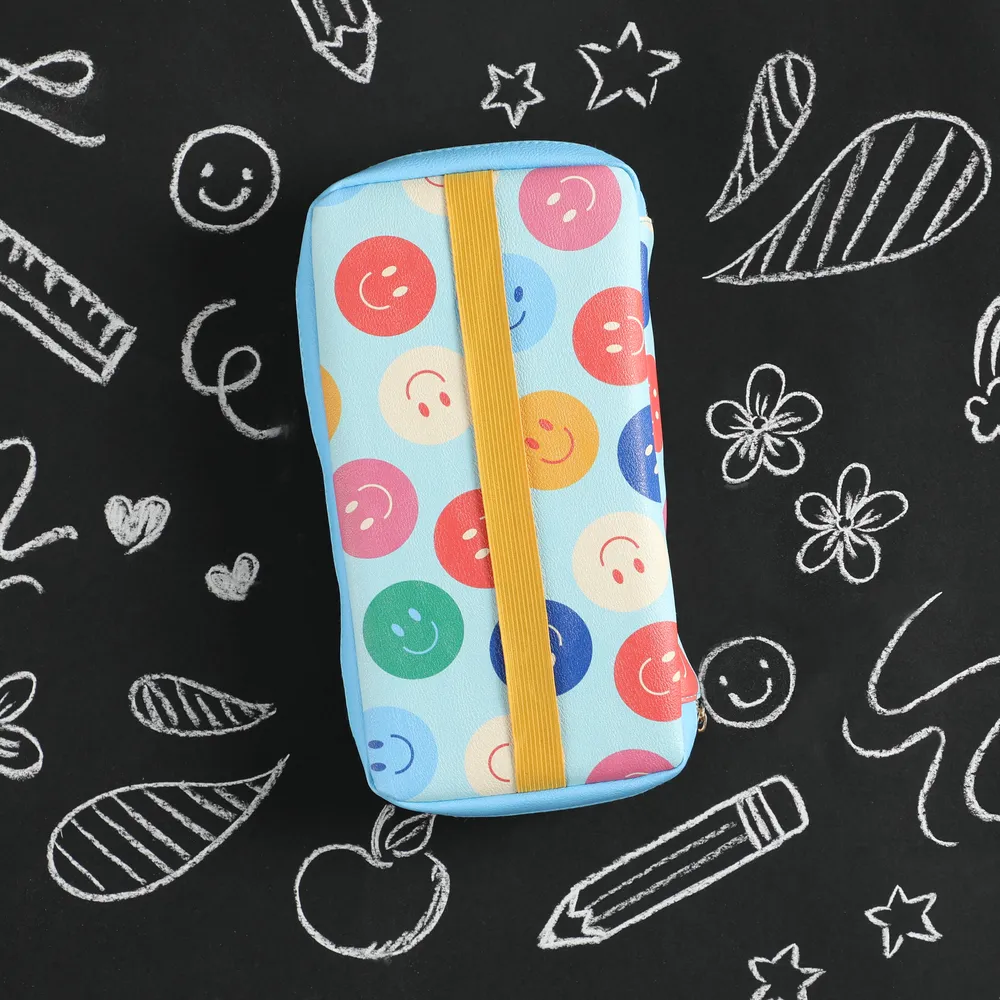 Happy Planner Super Happy pochette stickers zip smiley simili cuir