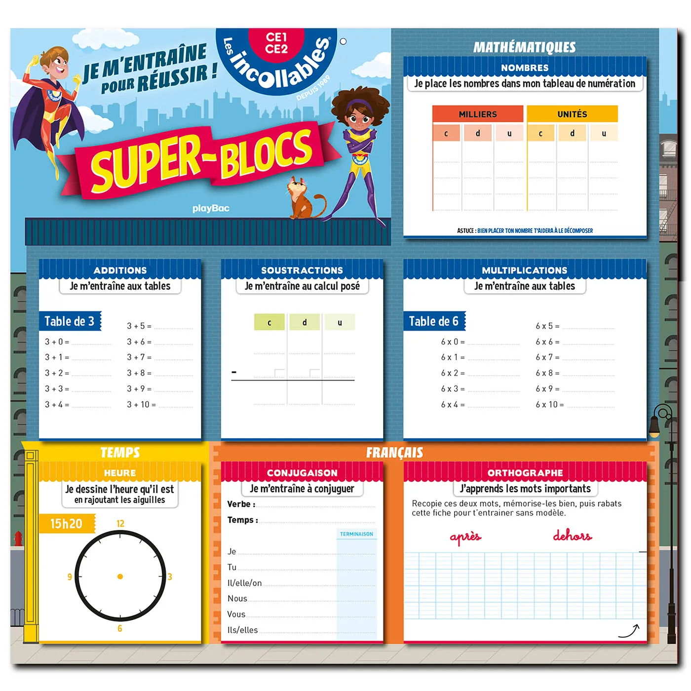 Frigobloc Incollables Super Bloc exercices CE1 CE2 français maths