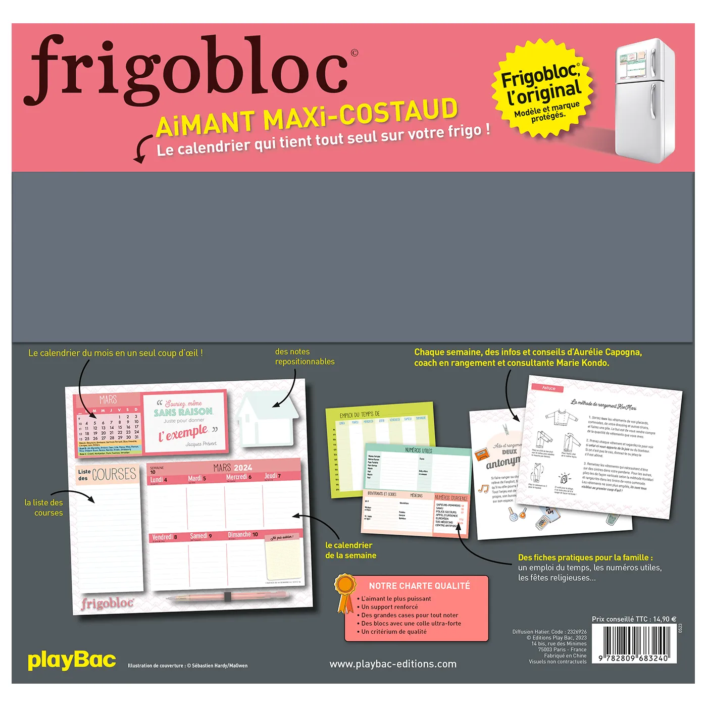 Frigobloc Hebdomadaire 2024 Maison zen calendrier familial