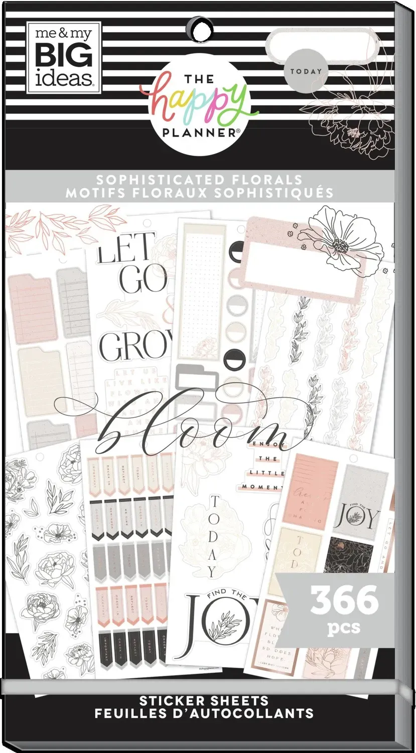 Happy Planner Sophisticated Florals carnet stickers 366 foil rose gold
