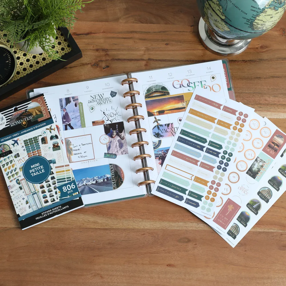 Happy Planner Getaway Vibes stickers Mini 806 pièces