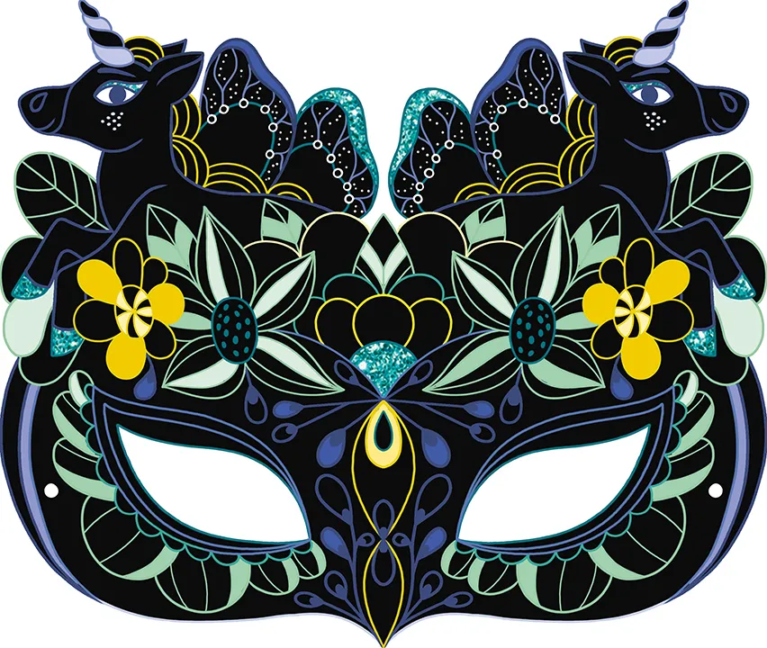 Frigobloc Licornes masques à gratter pochette 5 masques
