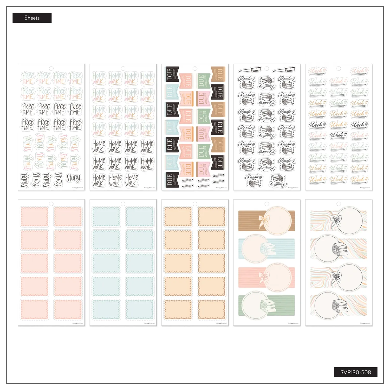 Happy Planner Pastel Poetry Value Pack stickers grand 30 feuilles