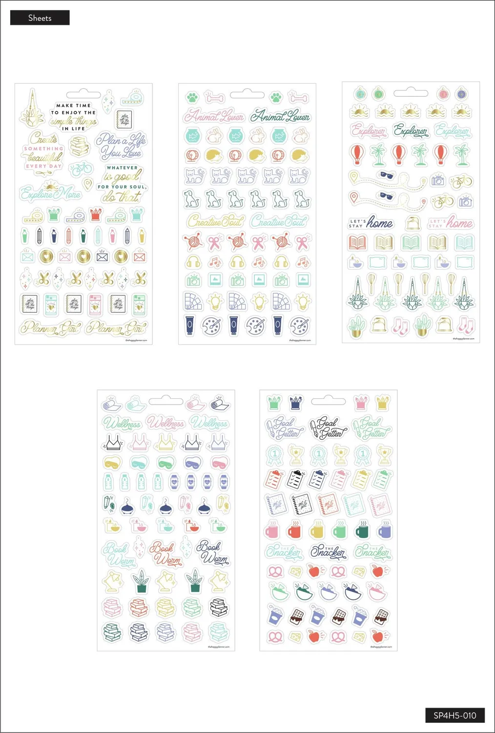 Happy Planner Archetypes stickers 5 planches 279 icônes