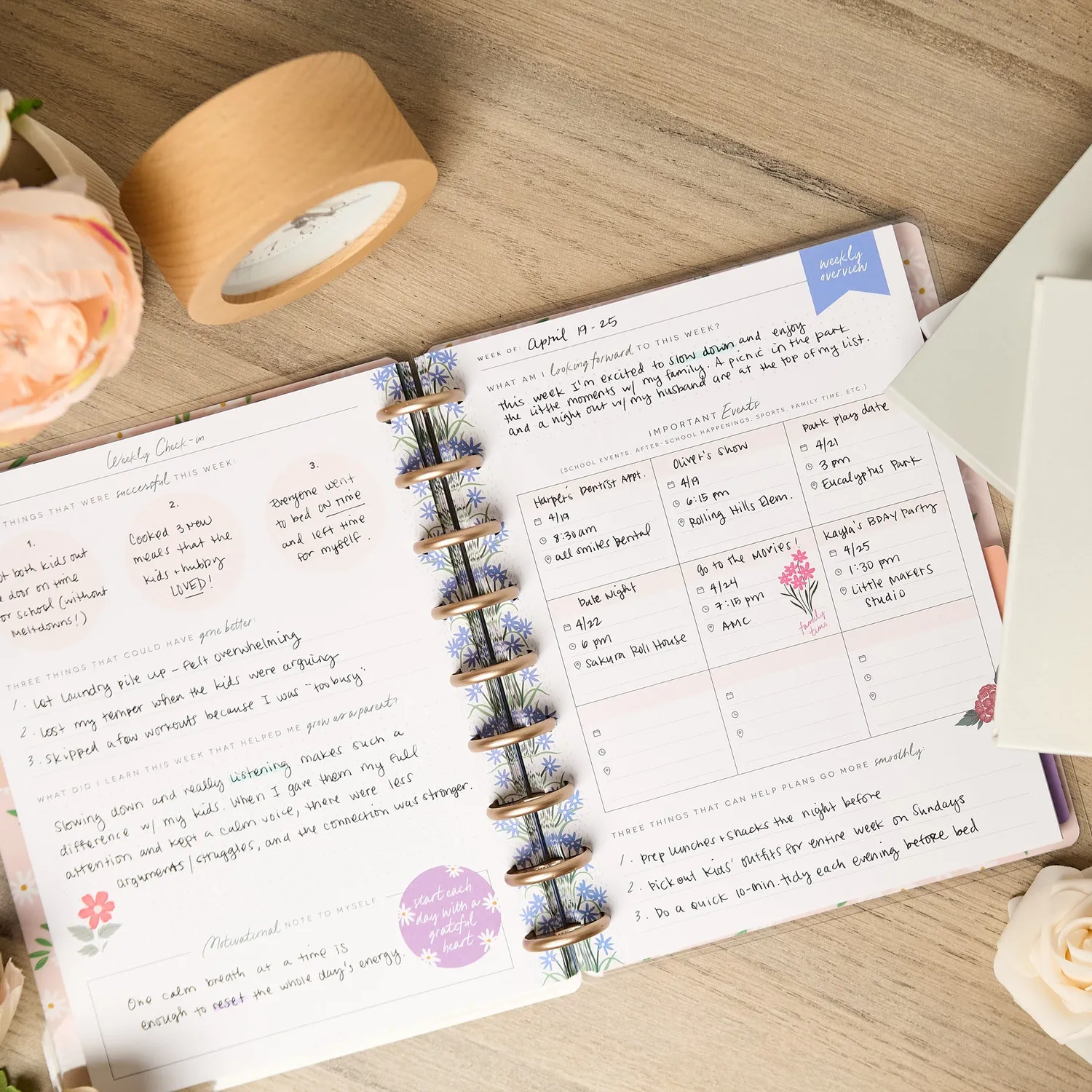 Happy Planner Cool Bloom journal parental guidé Classic 80 feuilles
