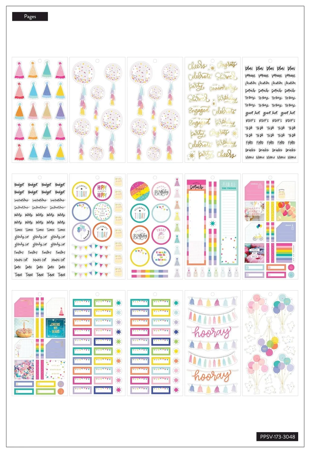 Happy Planner Celebrate stickers Classic 659 anniversaire