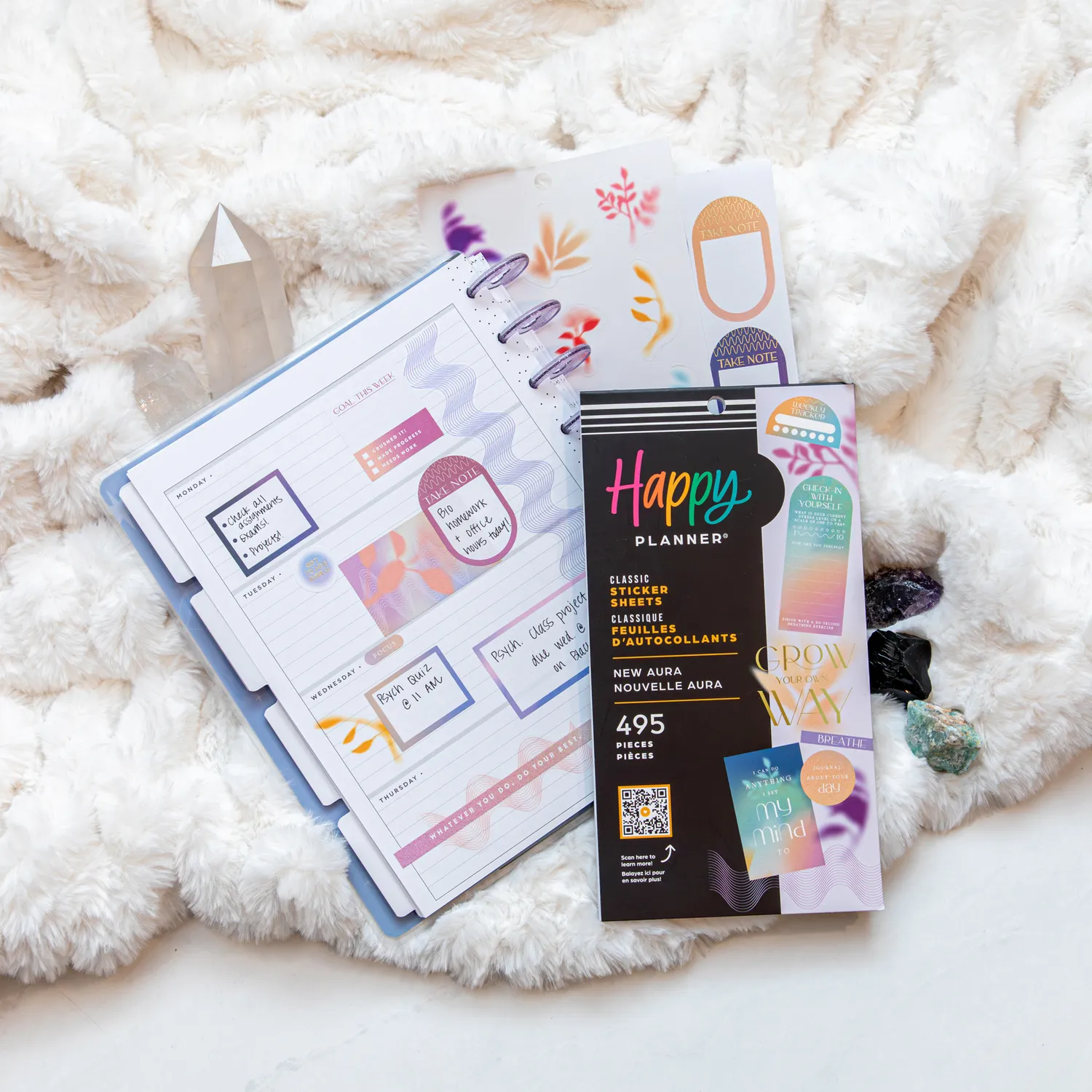 Happy Planner New Aura Wellness stickers Classic 495 pièces