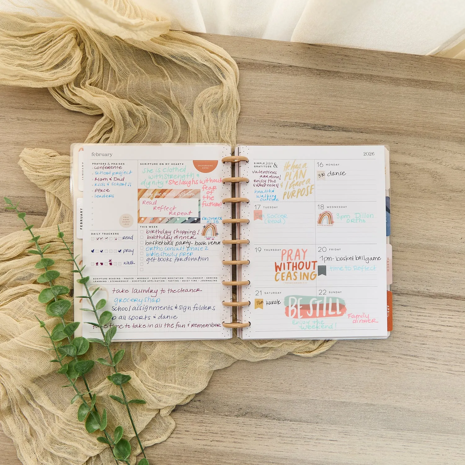 Happy Planner Watercolor Grace agenda foi 2026 Classic 12 mois