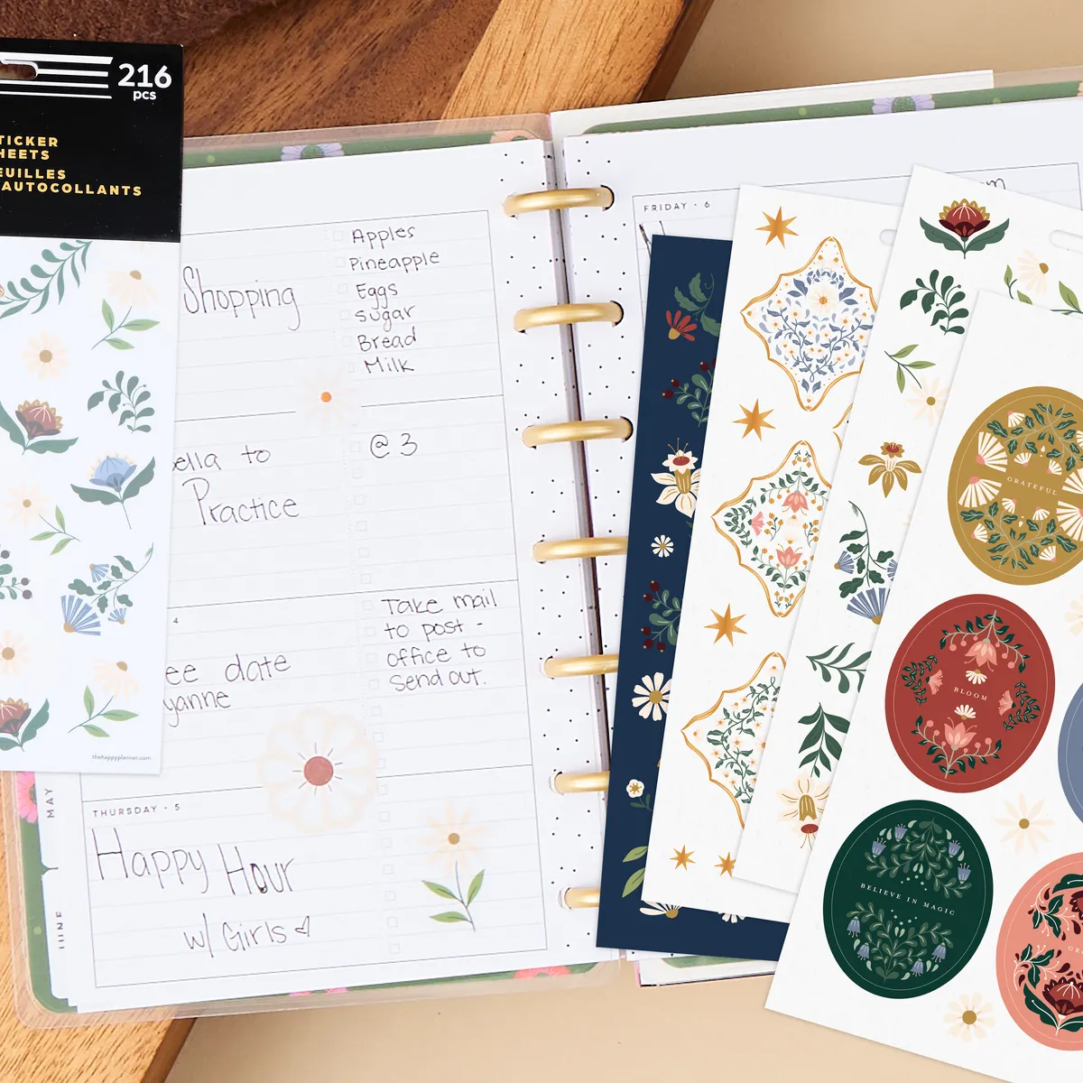 Happy Planner Forest Flowers stickers 10 planches nature