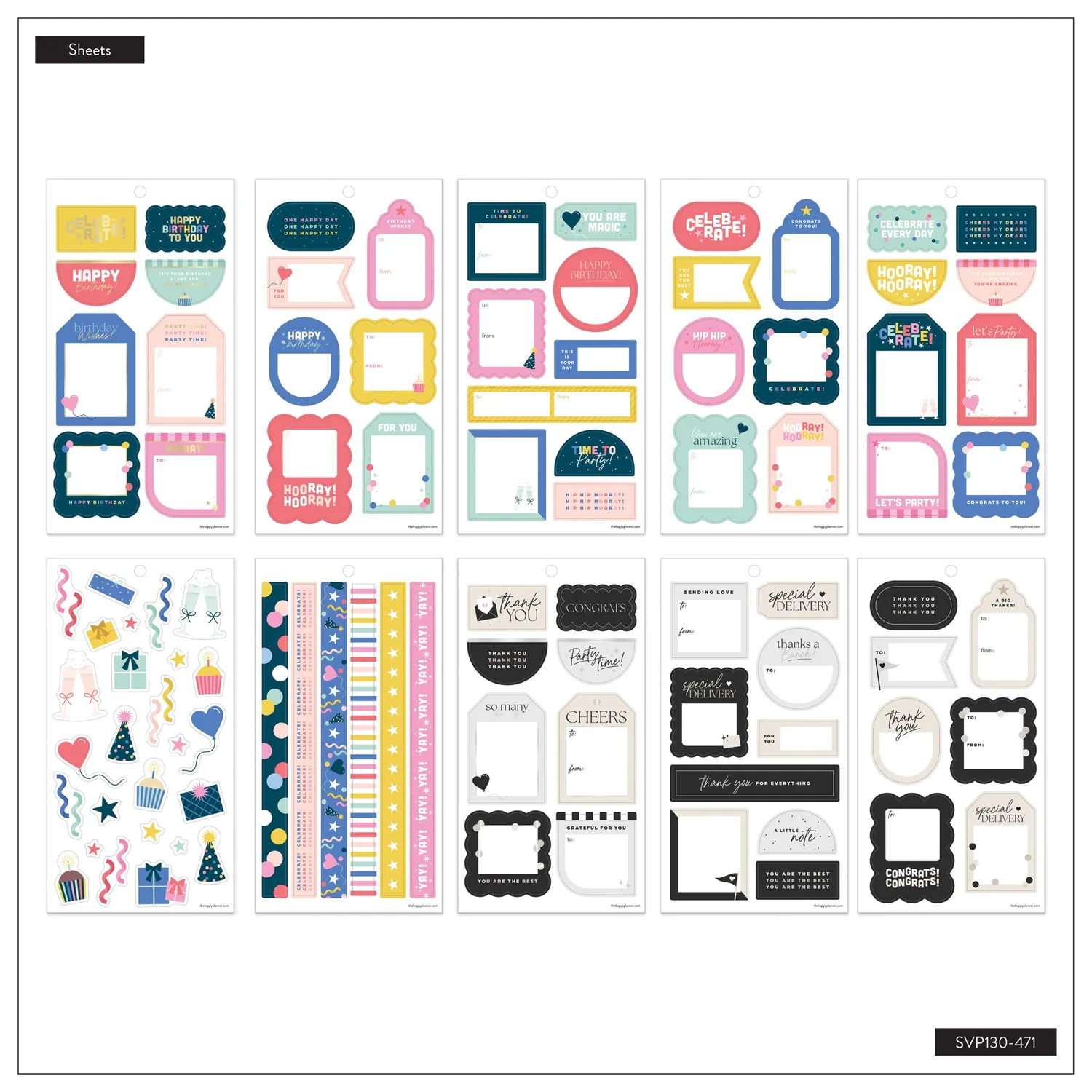 Happy Planner Gift Tags stickers étiquettes cadeaux 30 planches