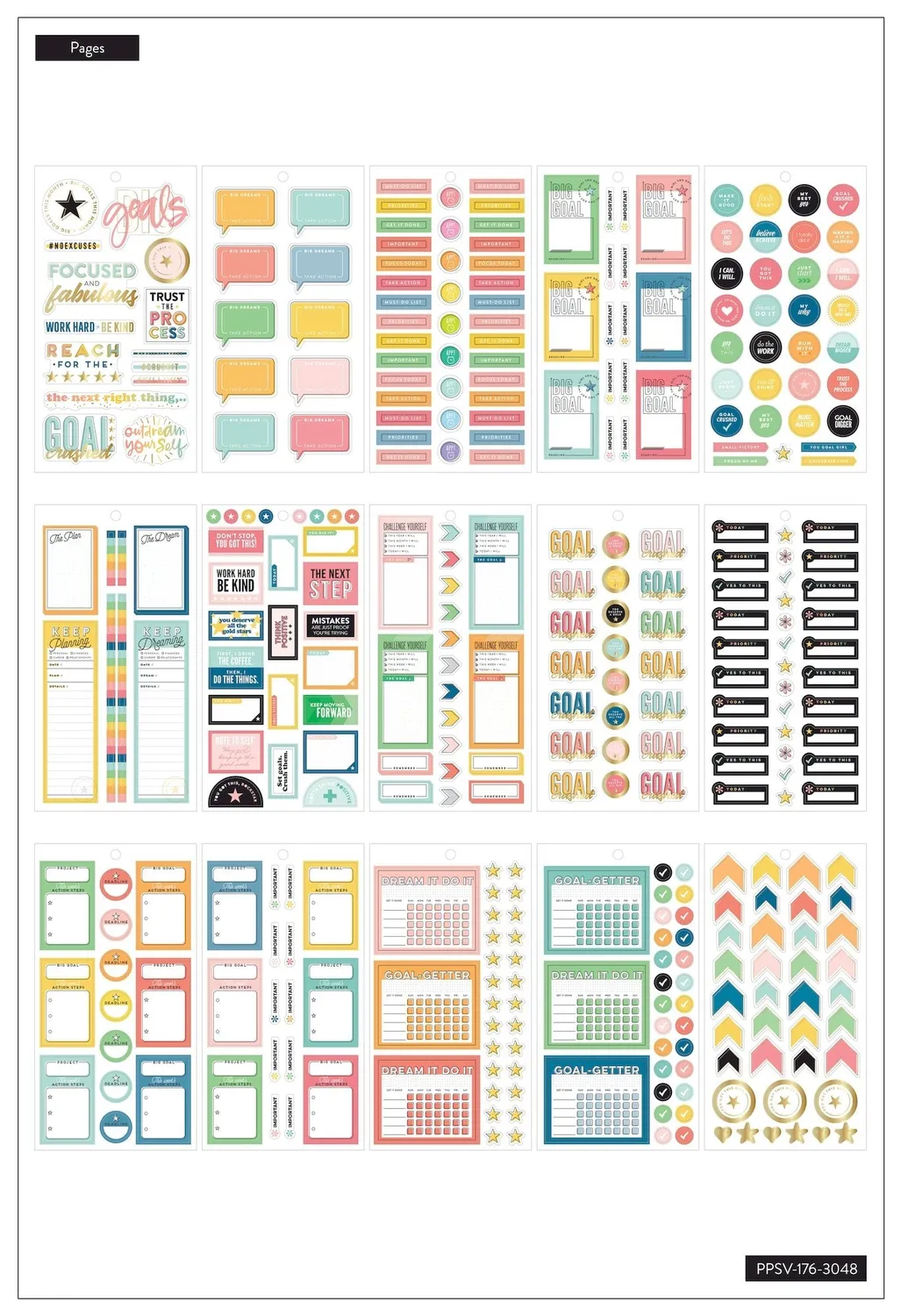 Happy Planner Goals Classic stickers 30 planches objectifs