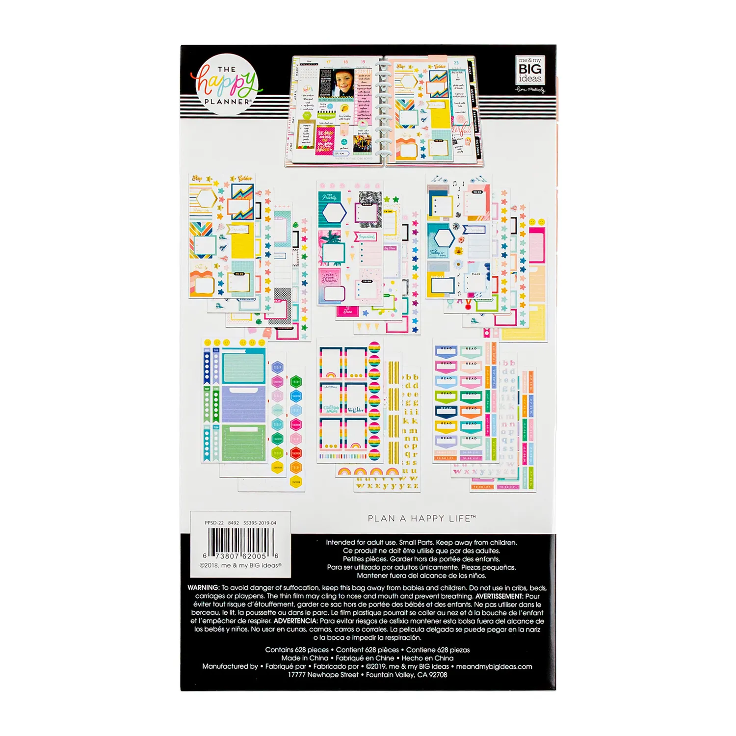 Happy Planner Student Productivity stickers clipsables 628 pièces