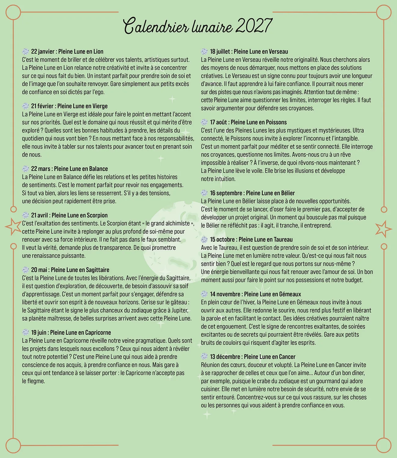 Frigobloc Mensuel 2027 Horoscope calendrier familial aimanté