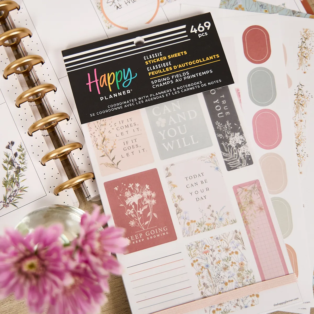 Happy Planner Spring Fields stickers Classic 30 feuilles floral