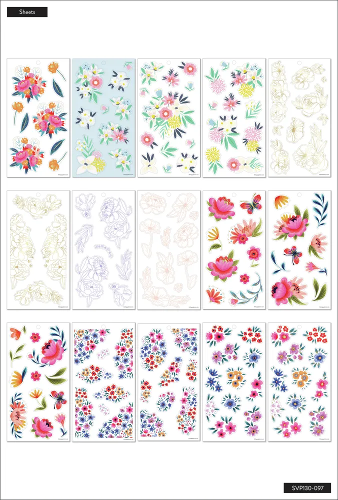 Happy Planner Value Pack stickers Happy Blooms 293 pièces doré