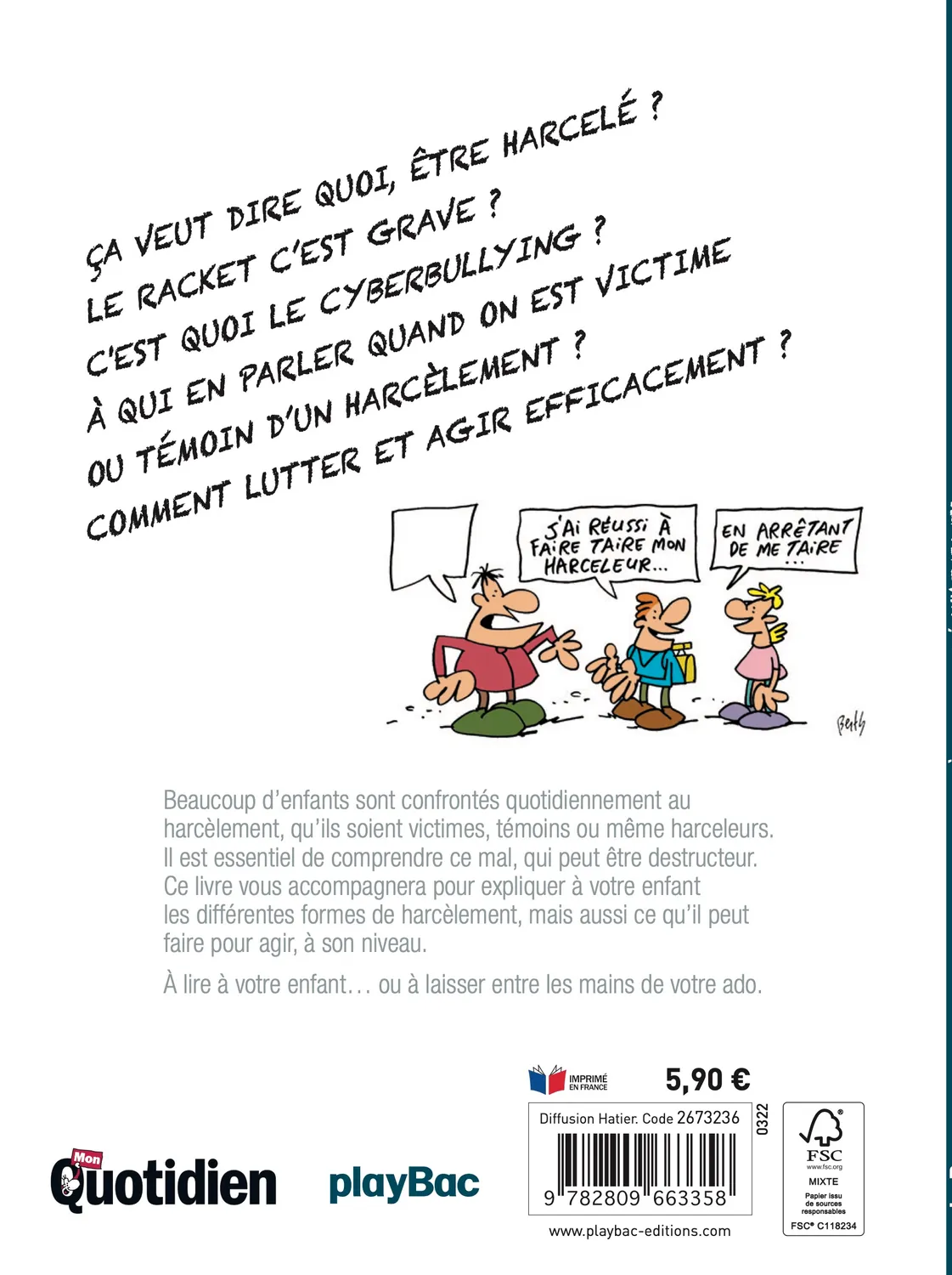 Mon Quotidien harcèlement expliqué livre enfant