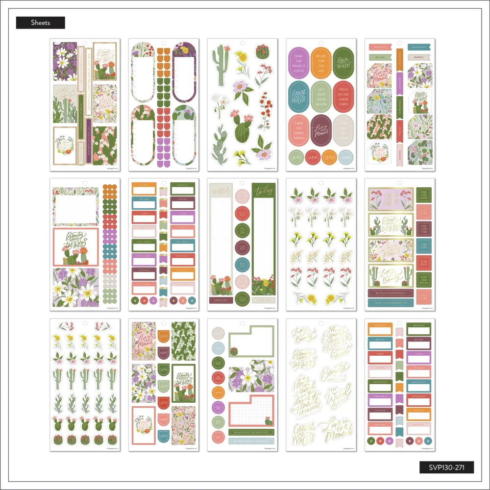Happy Planner Superbloom stickers agenda 654 pcs fleurs doré