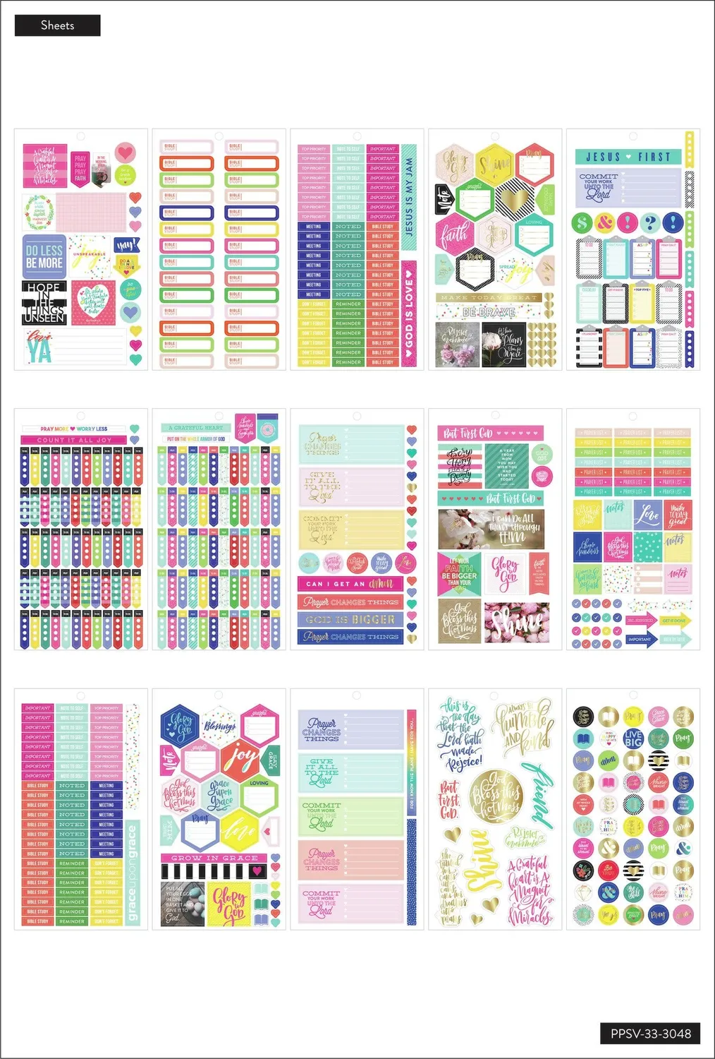 Happy Planner Faith stickers dorés 621 pièces