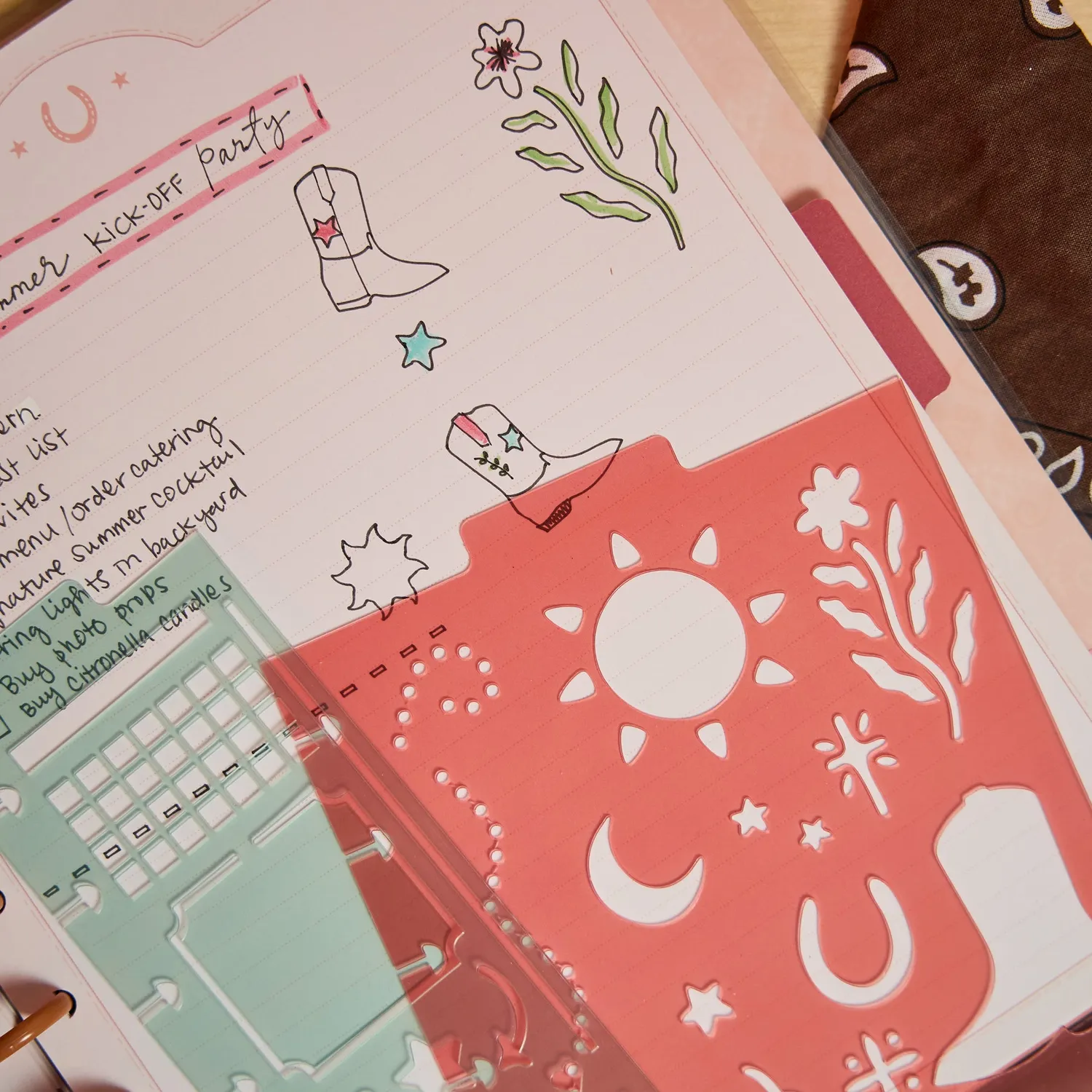 Happy Planner Western Bloom marque-pages pochoirs x3 floral