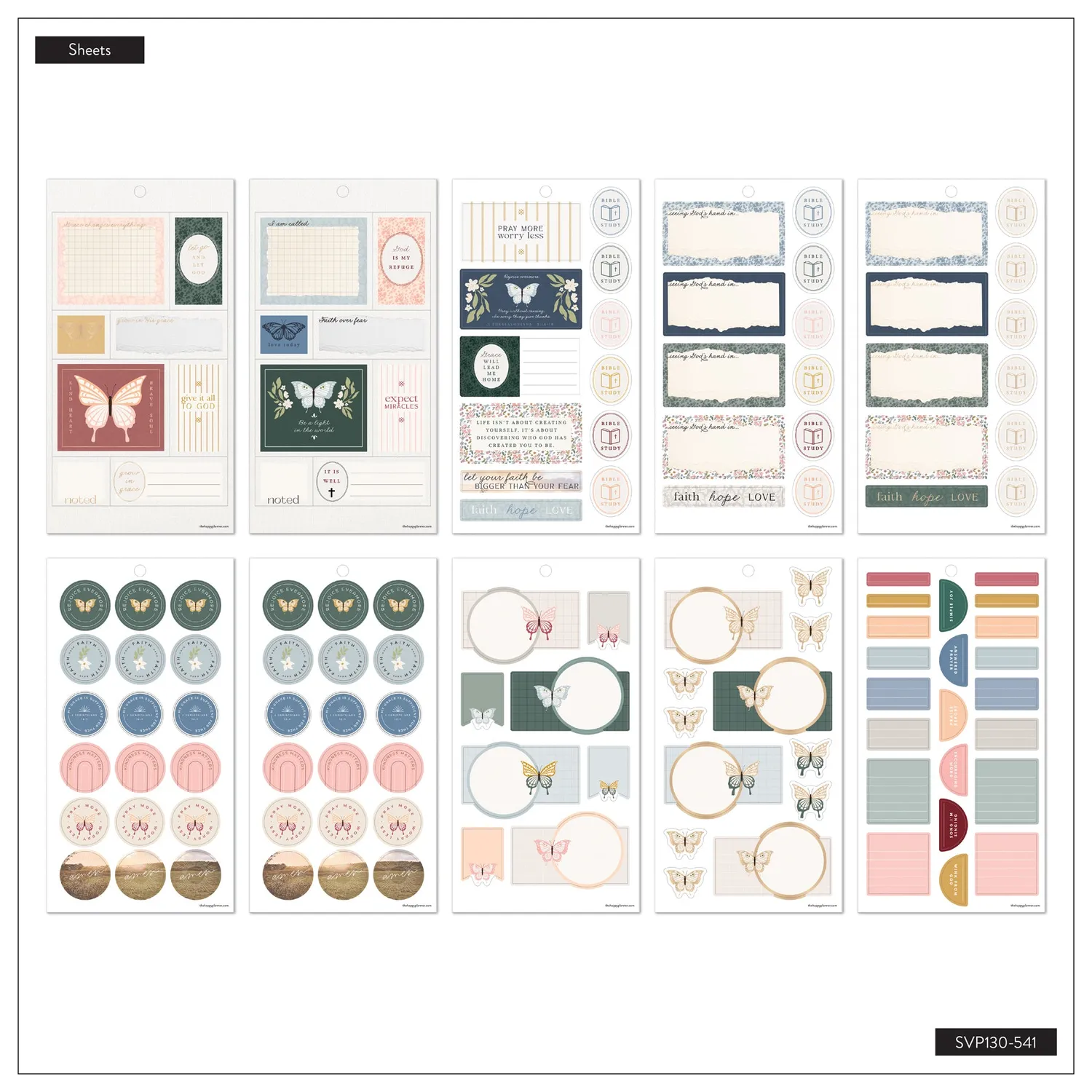 Happy Planner Wildflower Faith stickers 30 planches floral
