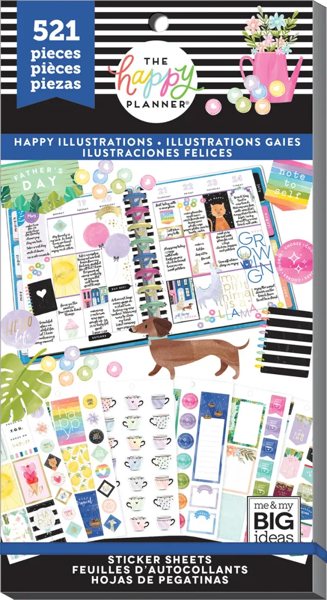 Happy Planner Value Pack Happy Illustrations stickers 521 pièces