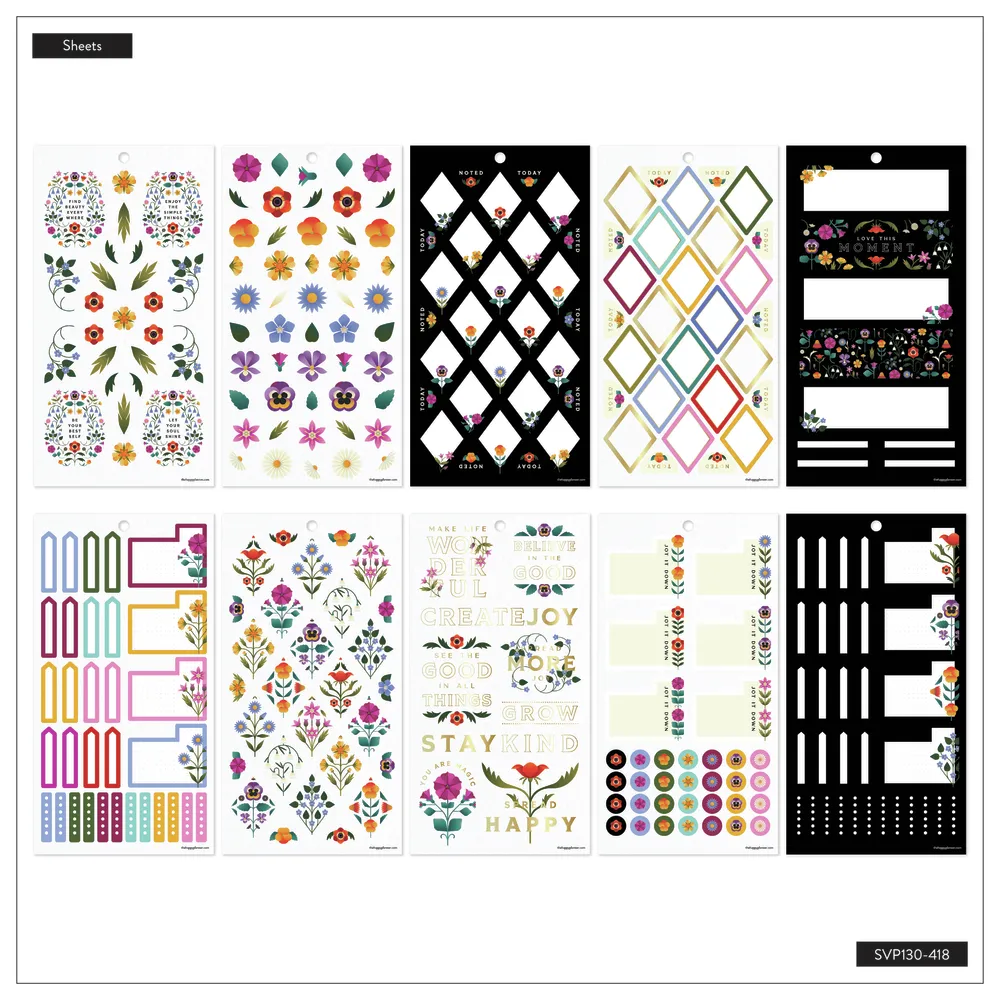 Happy Planner Radiant Garden Mini stickers fleurs 826