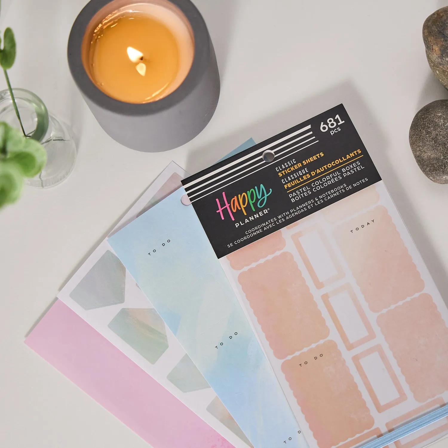 Happy Planner Pastel Colorful Boxes stickers value pack 30 feuilles pastel