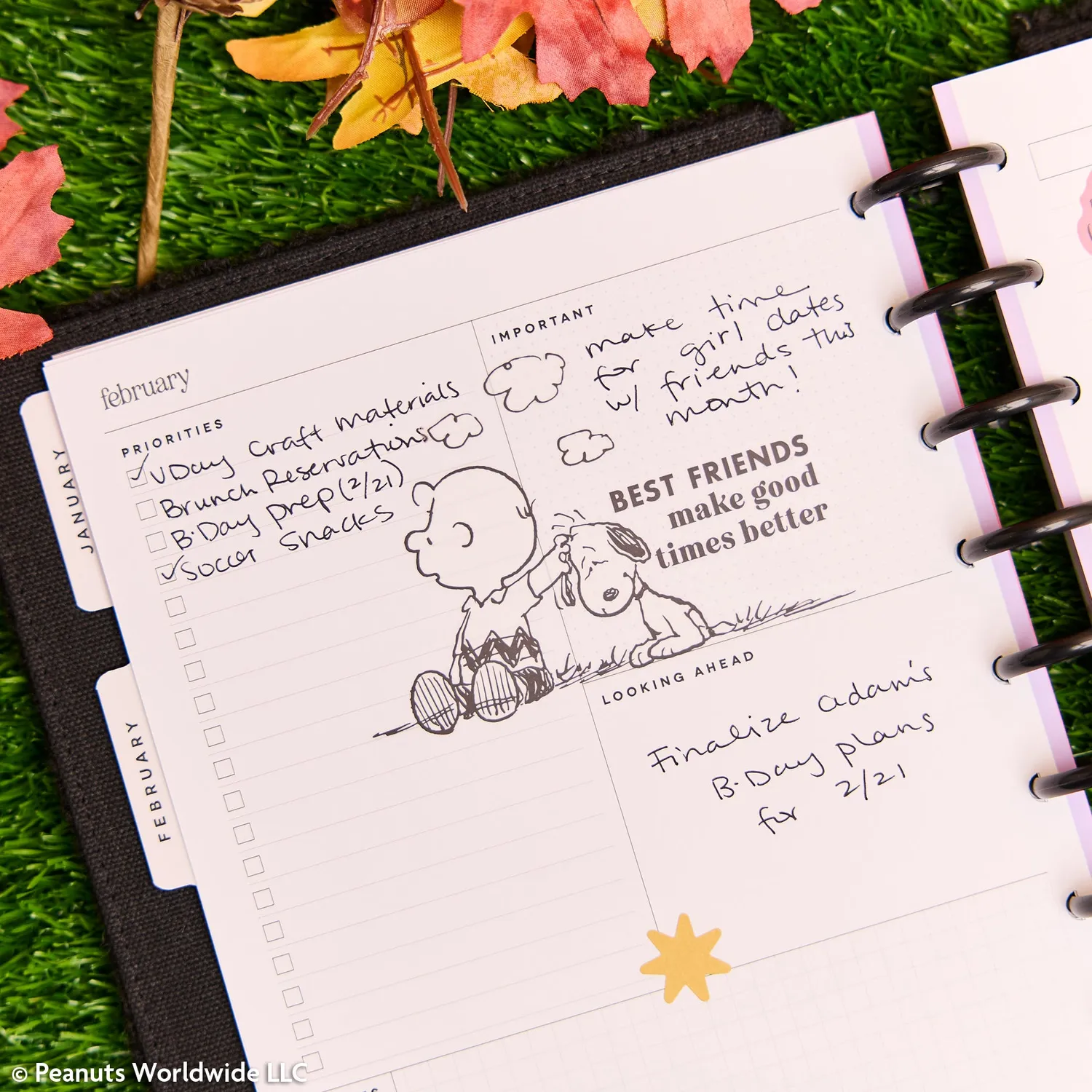 Happy Planner Peanuts Snoopy agenda 2027 Classic dashboard 12 mois