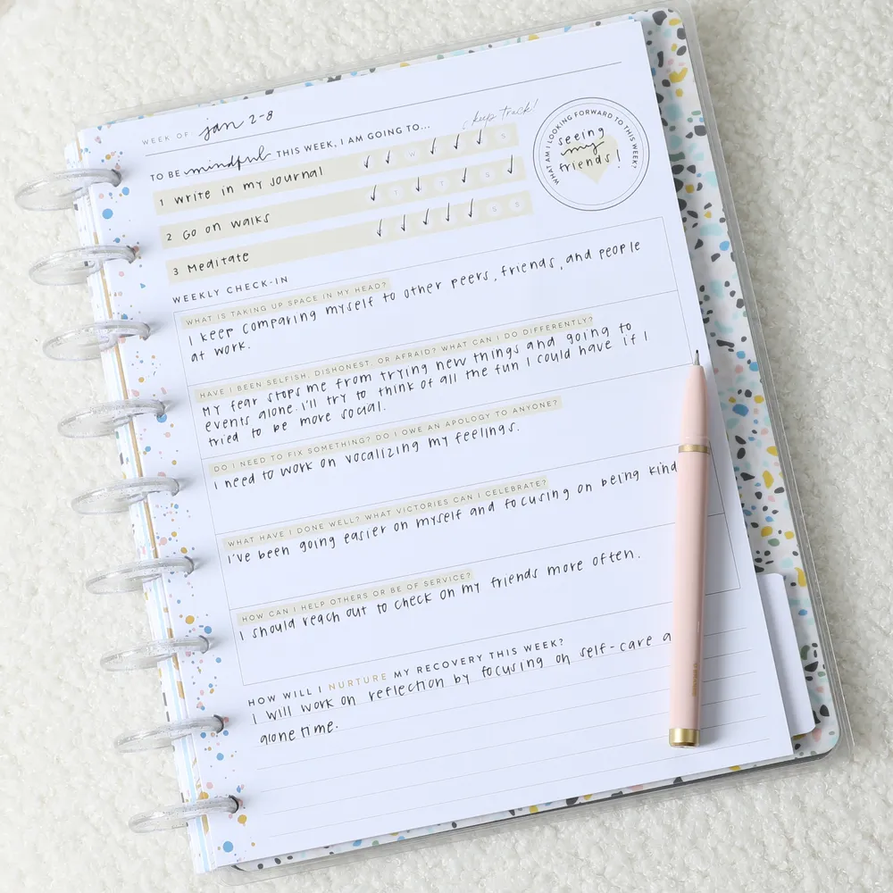 Happy Planner Progress Classic journal guidé à disques bien-être