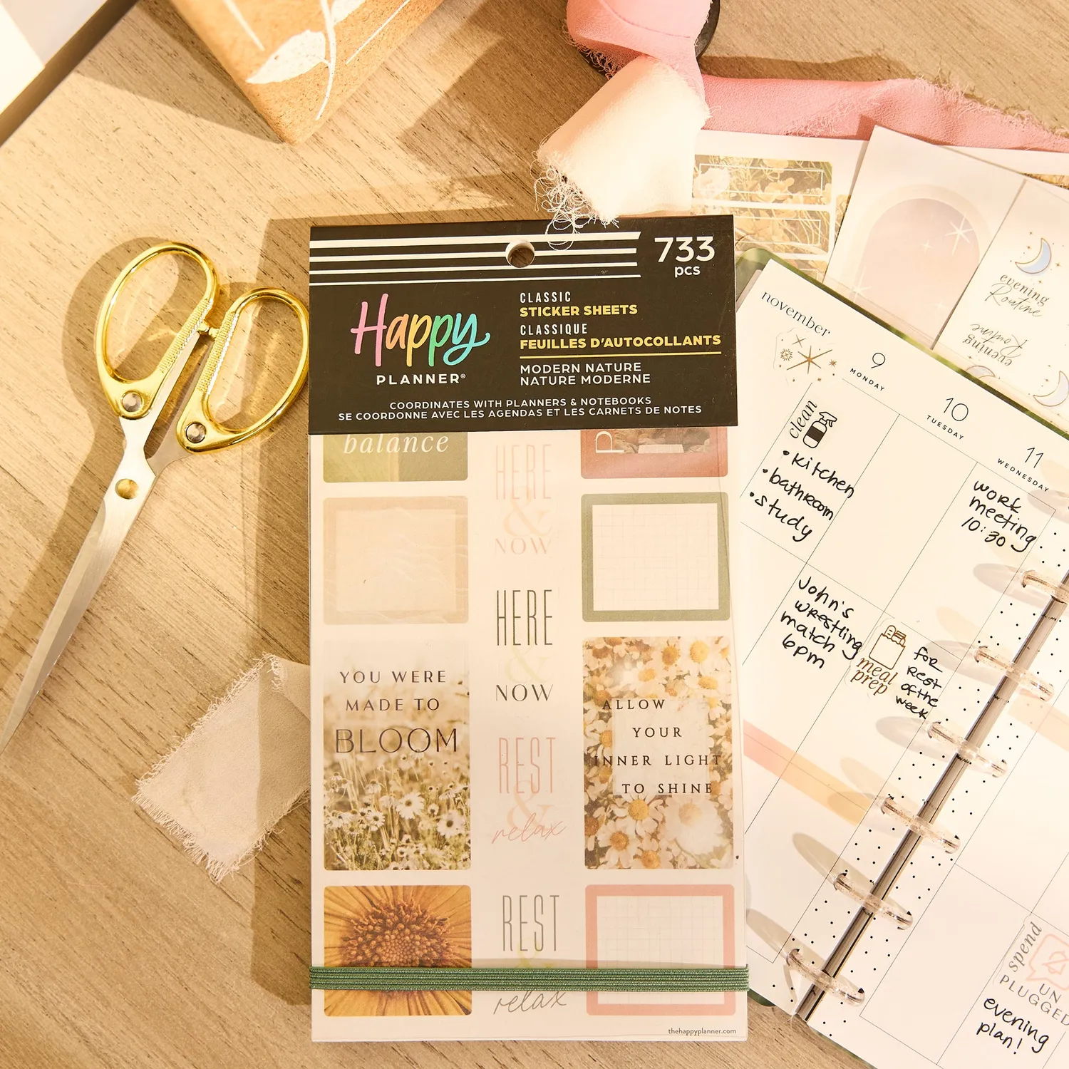 Happy Planner Modern Nature stickers neutres 30 feuilles