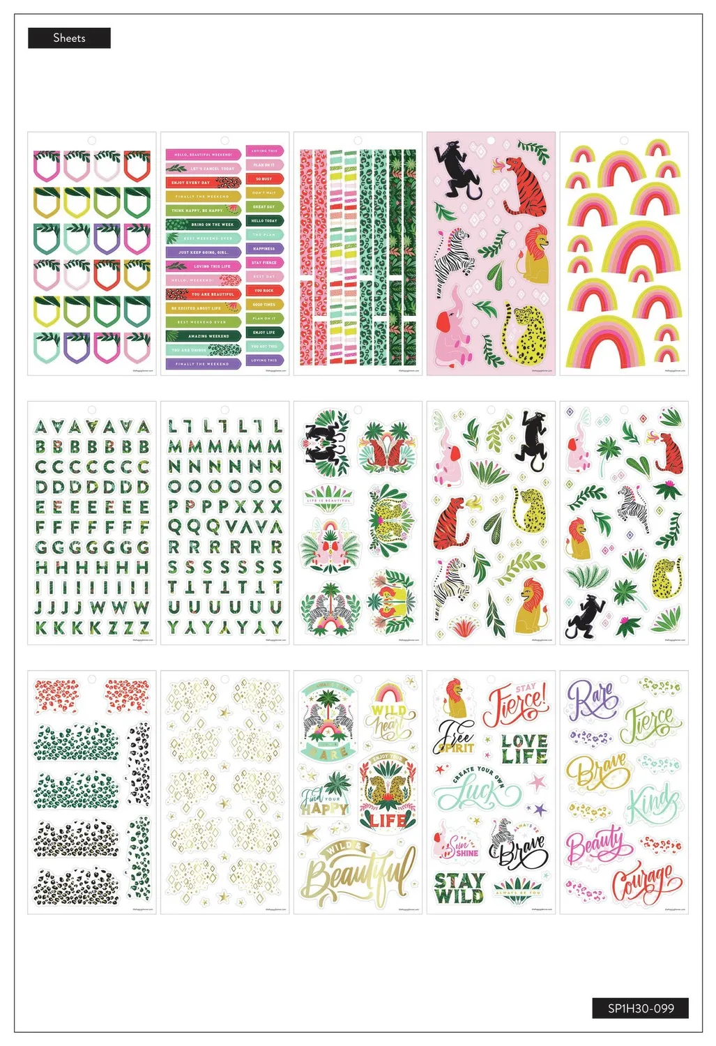 Happy Planner Jungle Vibes stickers 778 autocollants flamboyant