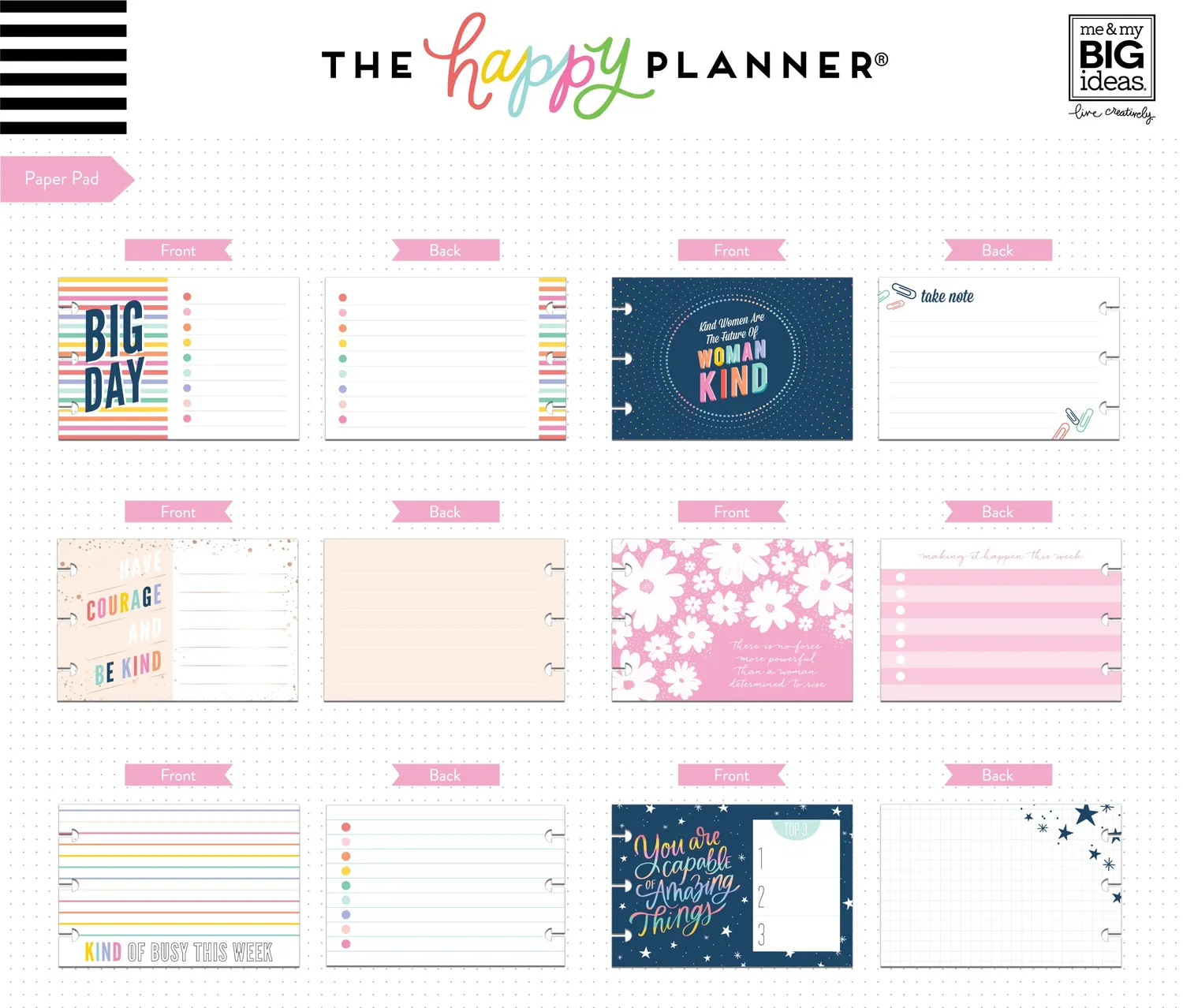 Happy Planner Womankind pack accessoires planner mixte