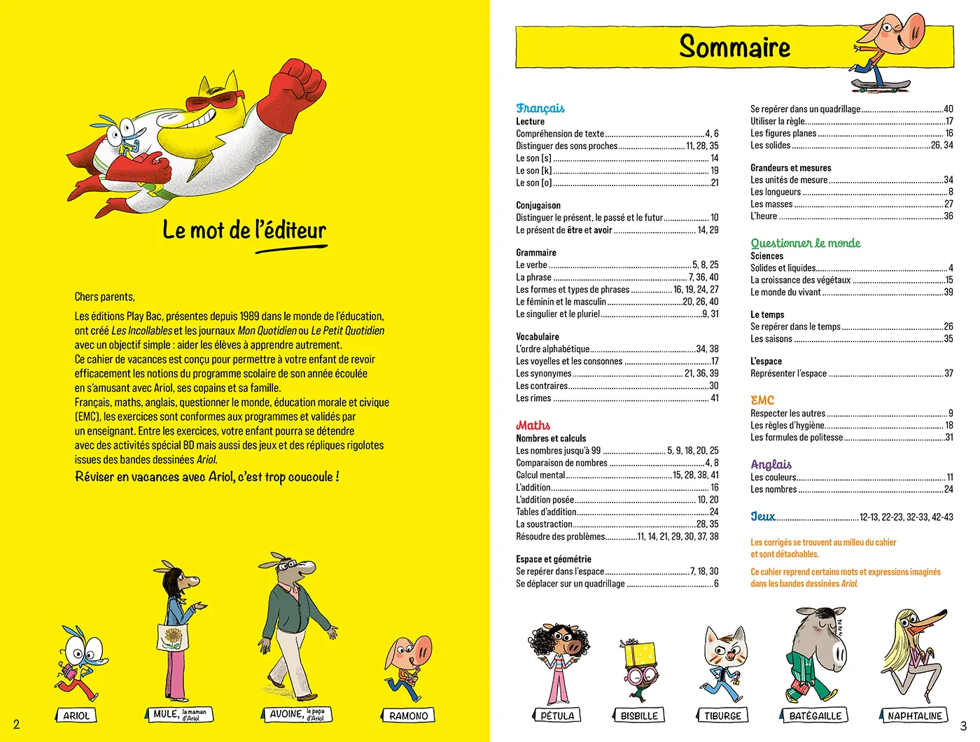 Les Incollables Ariol cahier de vacances CP au CE1 6-7 ans