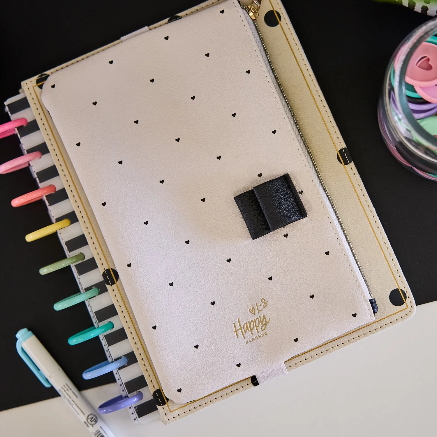 Happy Planner Love L+S trousse stylos élastique boucle