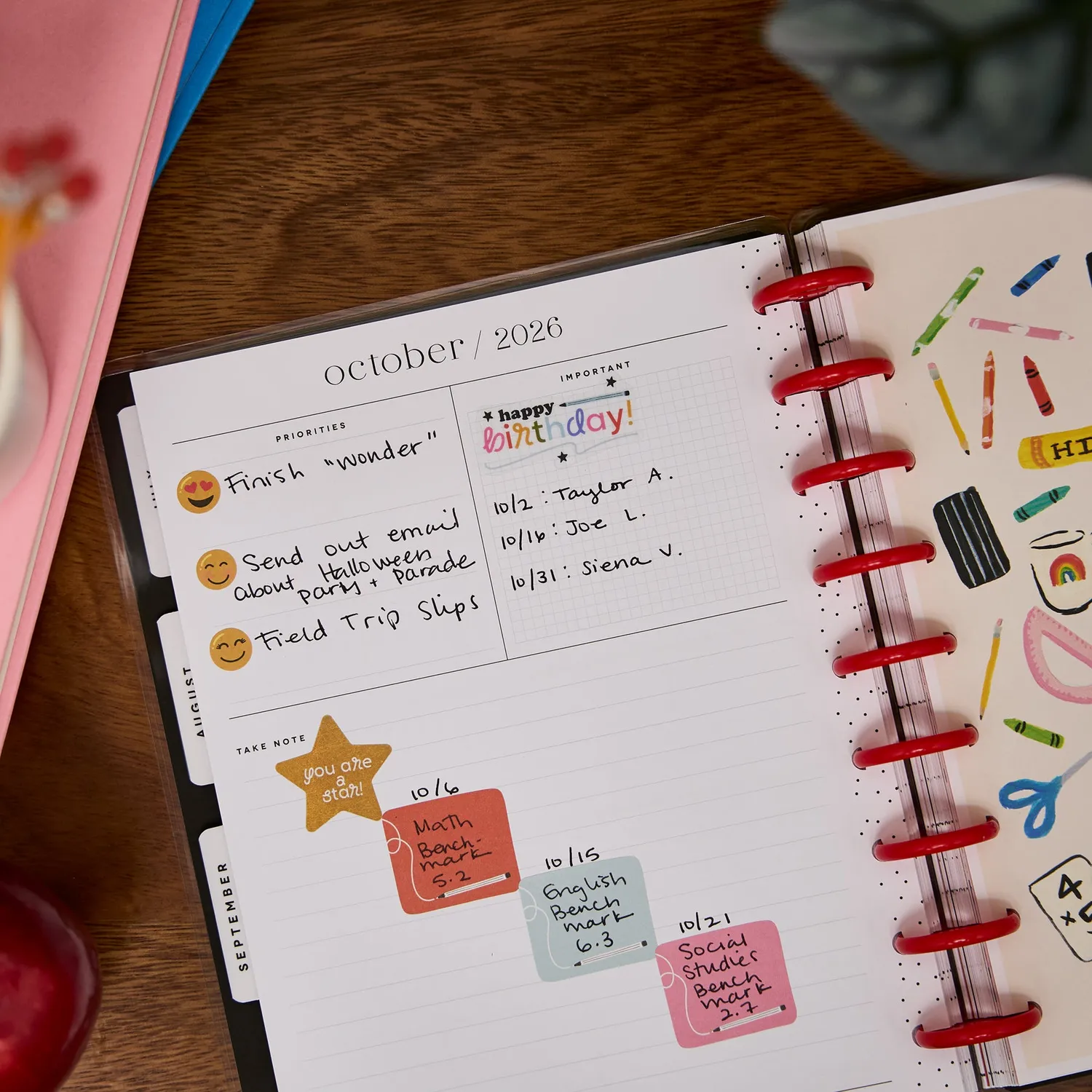Happy Planner Bright Lessons 2026-2027 agenda enseignant 12 mois