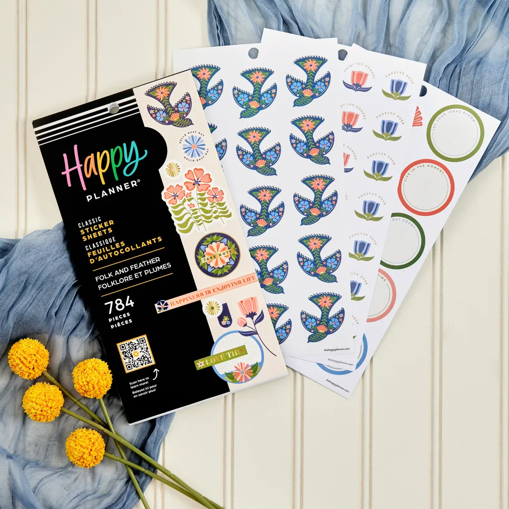 Happy Planner Folk & Feather stickers value pack x784