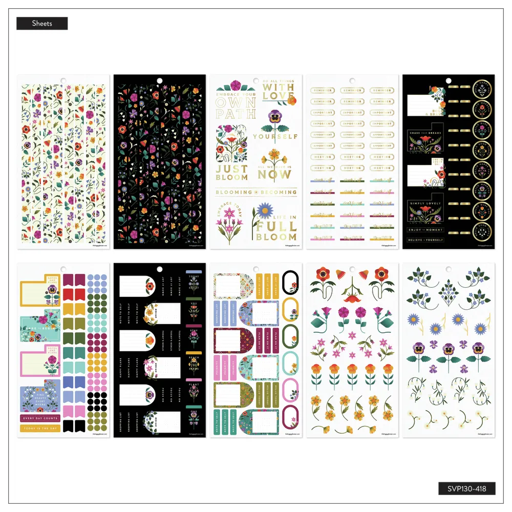 Happy Planner Radiant Garden Mini stickers fleurs 826