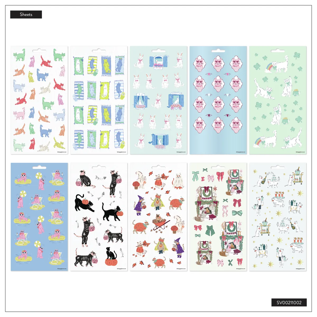 Happy Planner Purrfect Cats stickers chats 10 planches