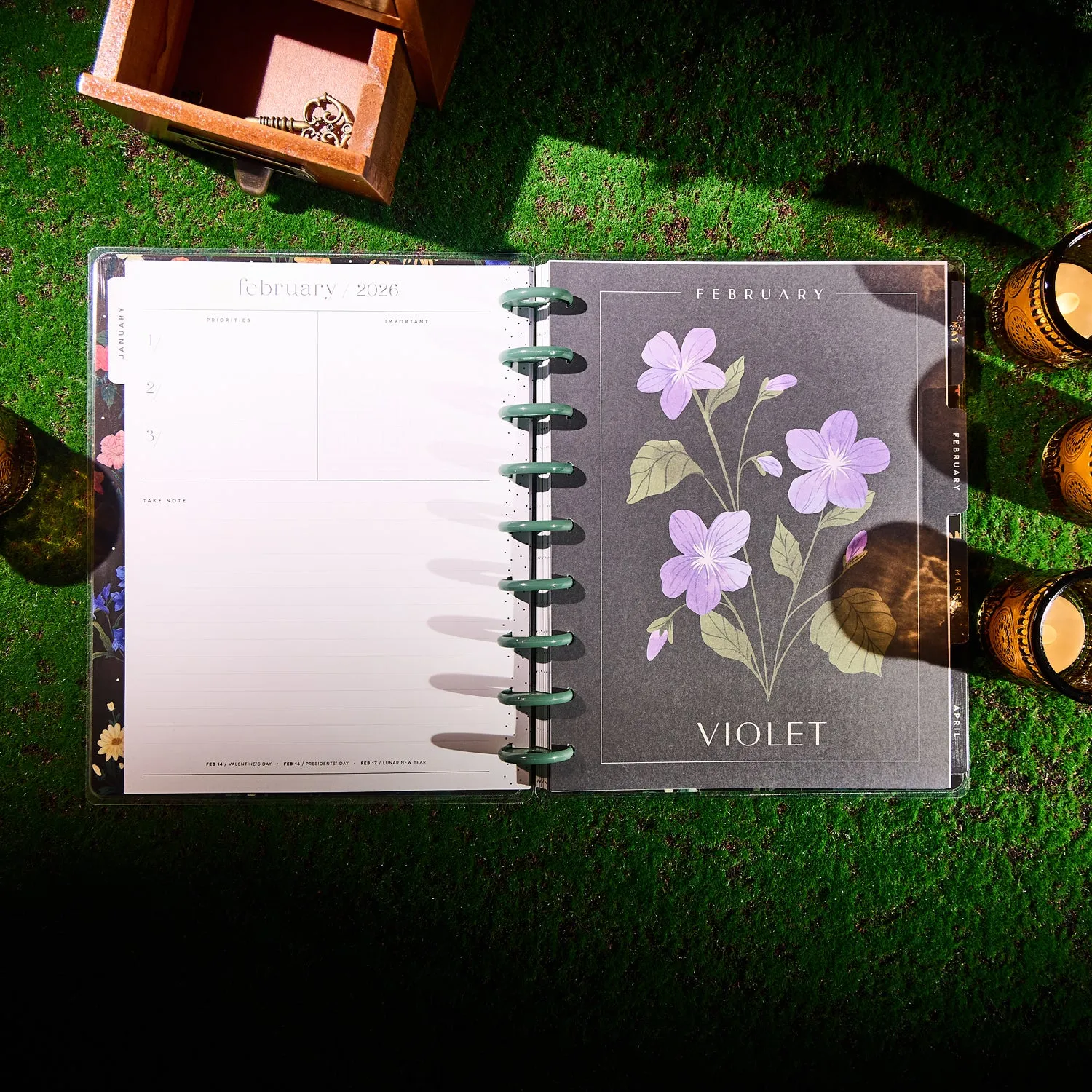 Happy Planner Noir Garden 2026 agenda classic horizontal noir