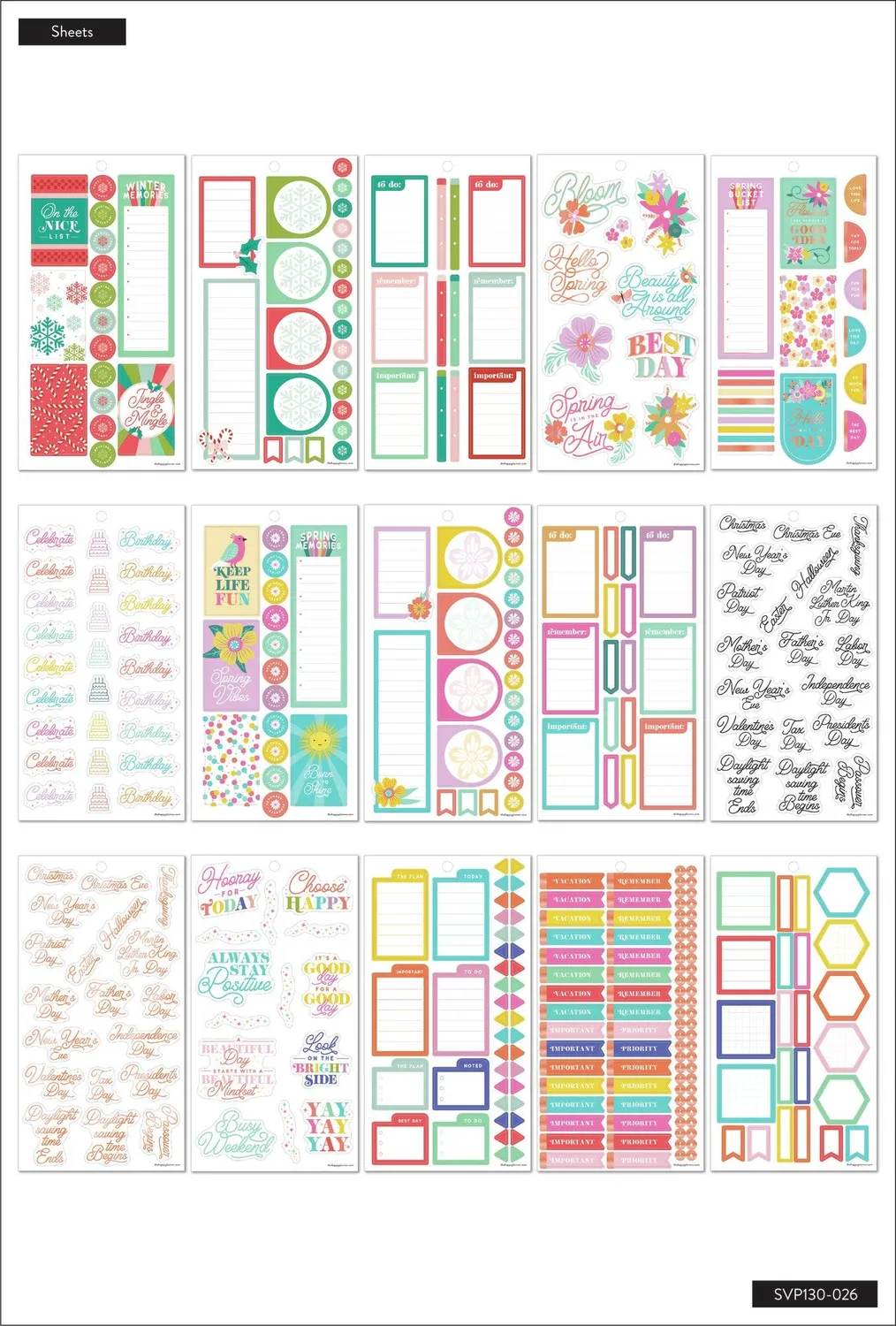 Happy Planner Hooray Seasons carnet autocollants 610 stickers saisons