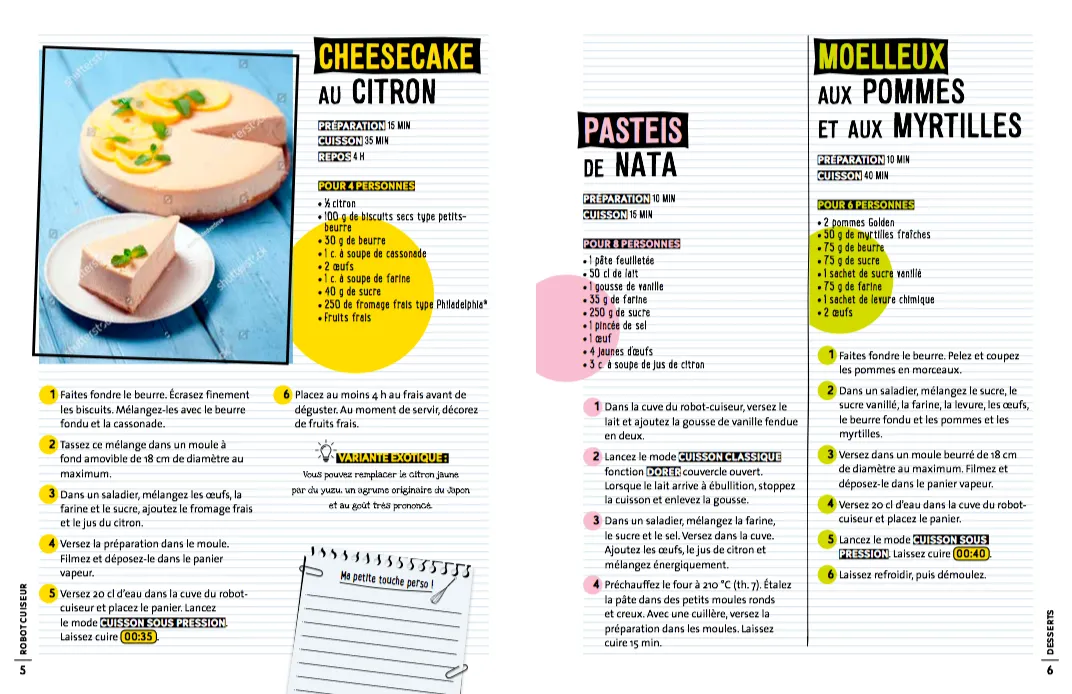 Frigobloc Mon robot cuiseur Desserts cahier recettes Cookeo