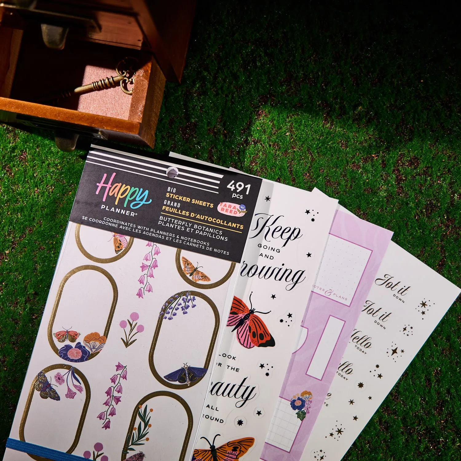 Happy Planner Butterfly Botanics stickers Big 491 doré floral