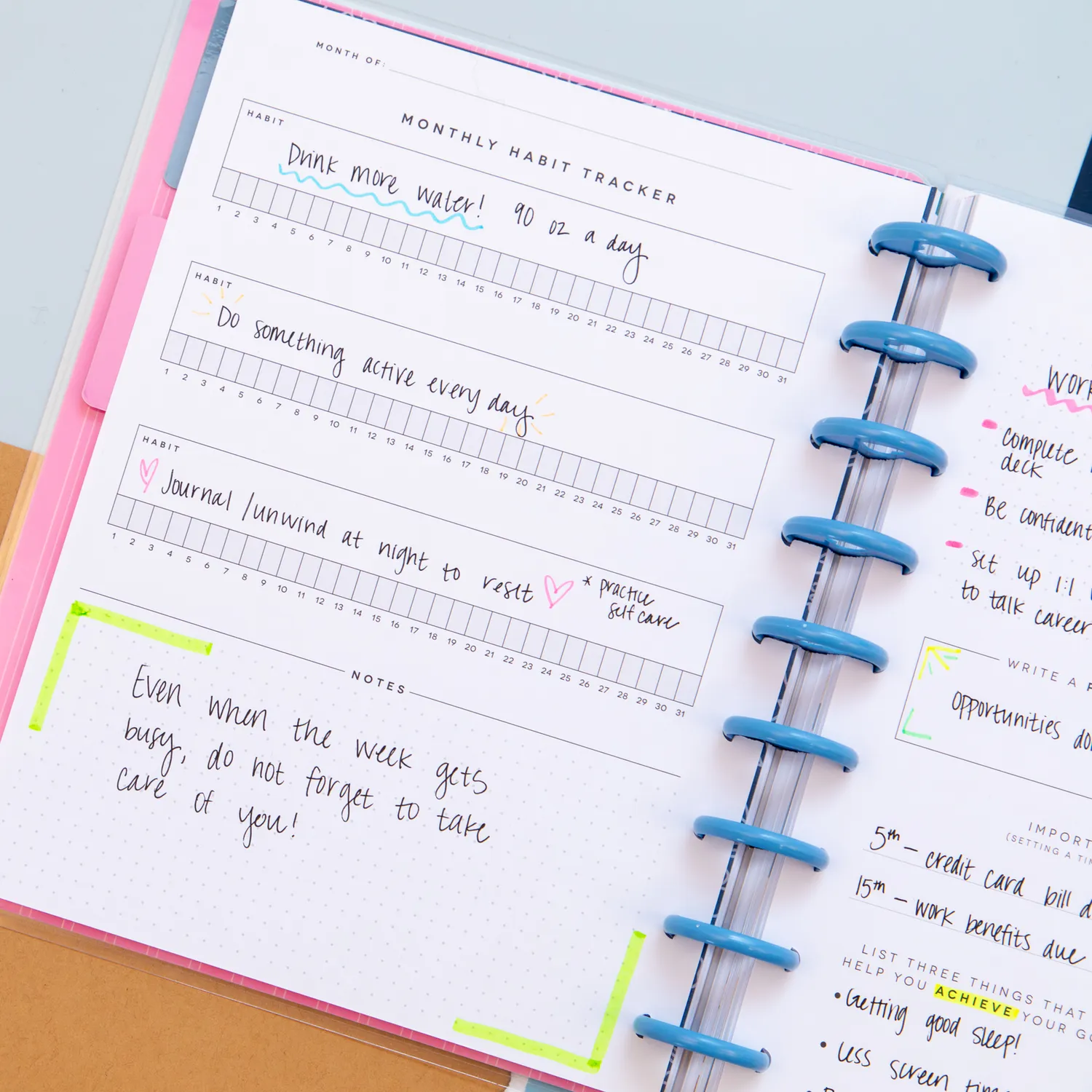 Happy Planner Bold Ditsies journal objectifs Classic 80 feuilles