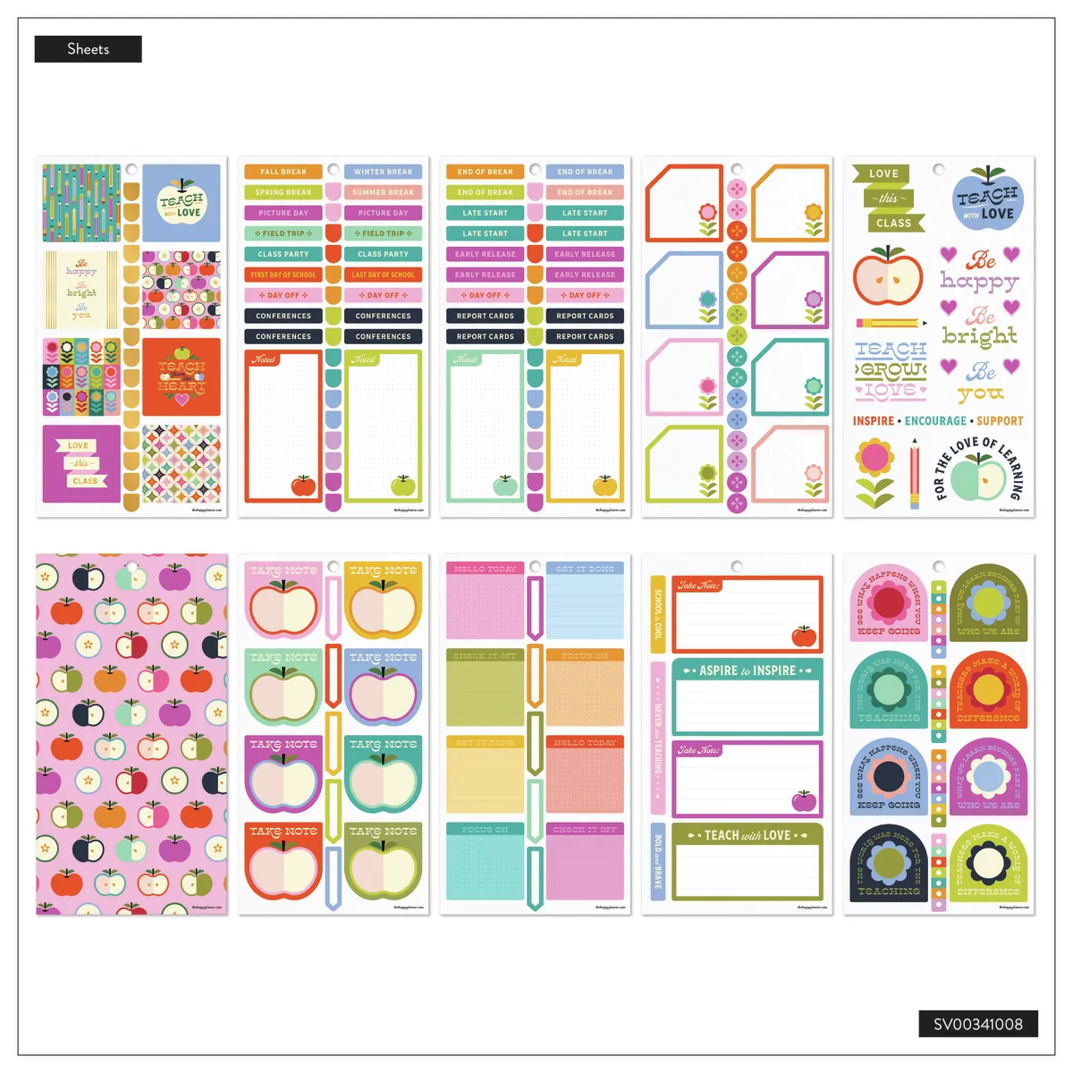 Happy Planner Mod Teacher stickers Big 711 pièces classe